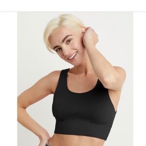 Hanes Women's Originals Cozywear Ribbed Longline Bralette  Black